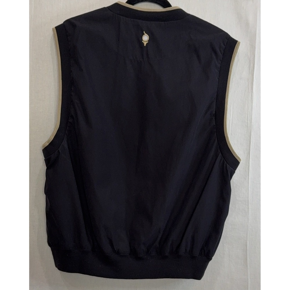 E. Magrath Distinctive Sportswear Sleeveless Vest M Black Tan Golf Embroidered - Picture 3 of 7